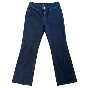 ELLE women’s jeans size 8 wide leg bootcut boot cut dark wash  high rise #708